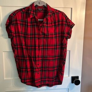 Madewell Red Plaid Button down Top | XXS